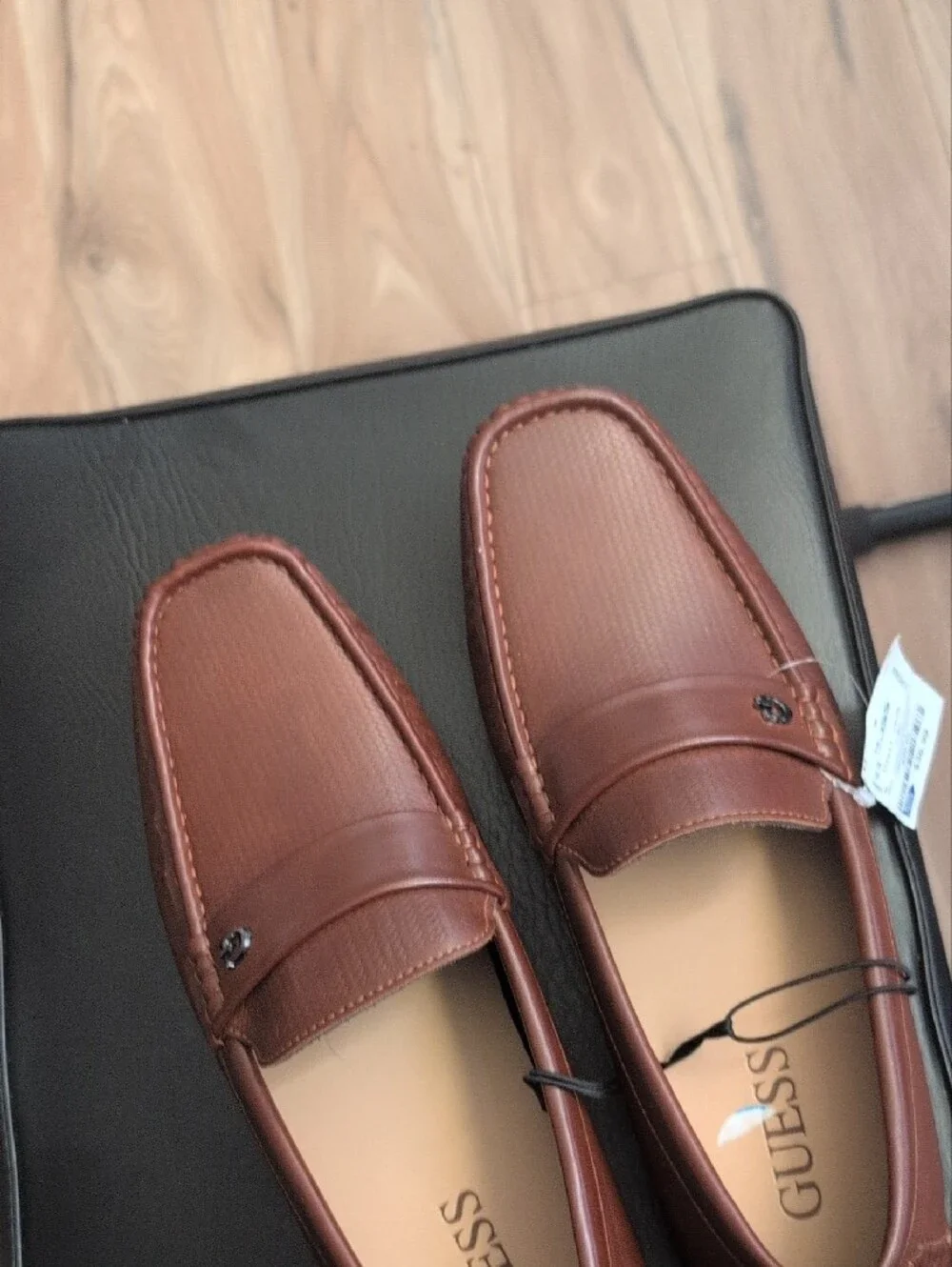 GUESS Men’s Brown Leather Penny Loafers